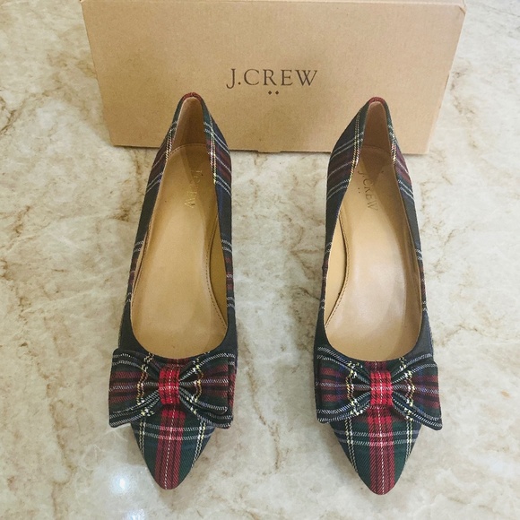 J. CREW HOLIDAY TARTAN PUMPS - Picture 1 of 5